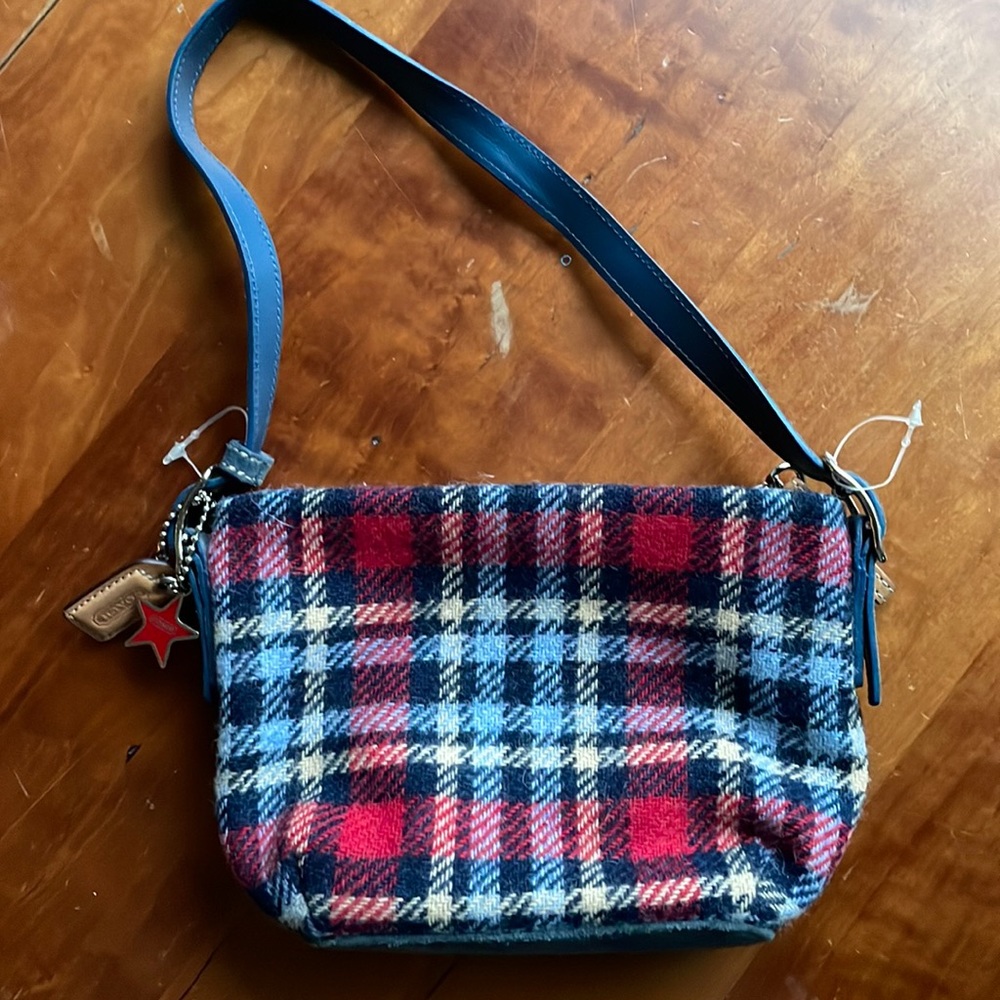 Plaid wool small coach purse- never used